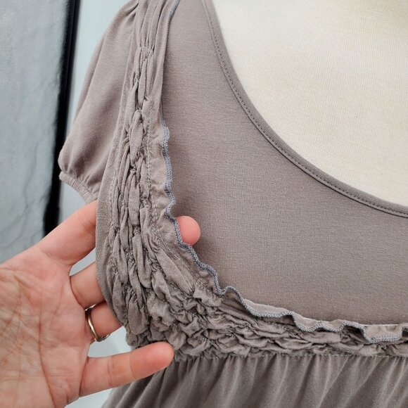 Pitaya Womens Bubble Hem Mini Dress Juniors Size M Gray Stretch Boho Casual - Picture 10 of 12